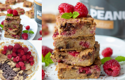 Fitness recept: Svěží cizrnové blondies s malinami a čokoládou