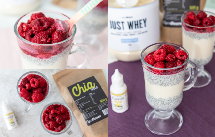 Fitness recept – Proteinový pudink s chia semínky a malinami