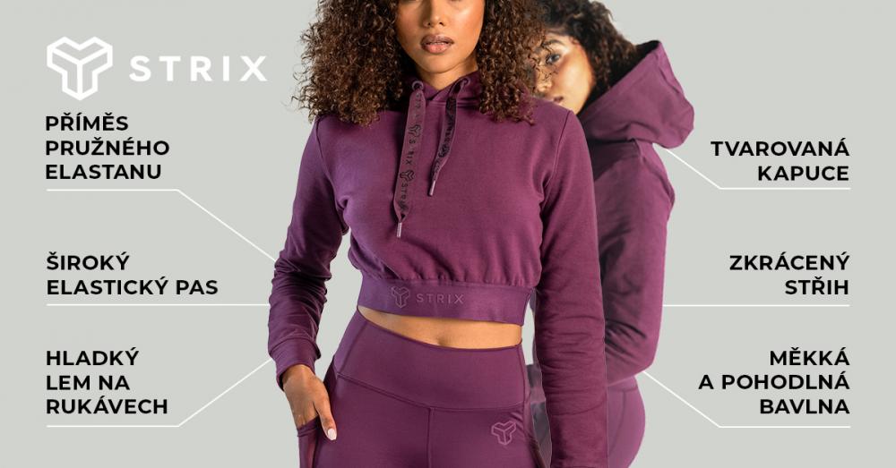 Dámská mikina Essential Cropped Hoodie Plum - STRIX