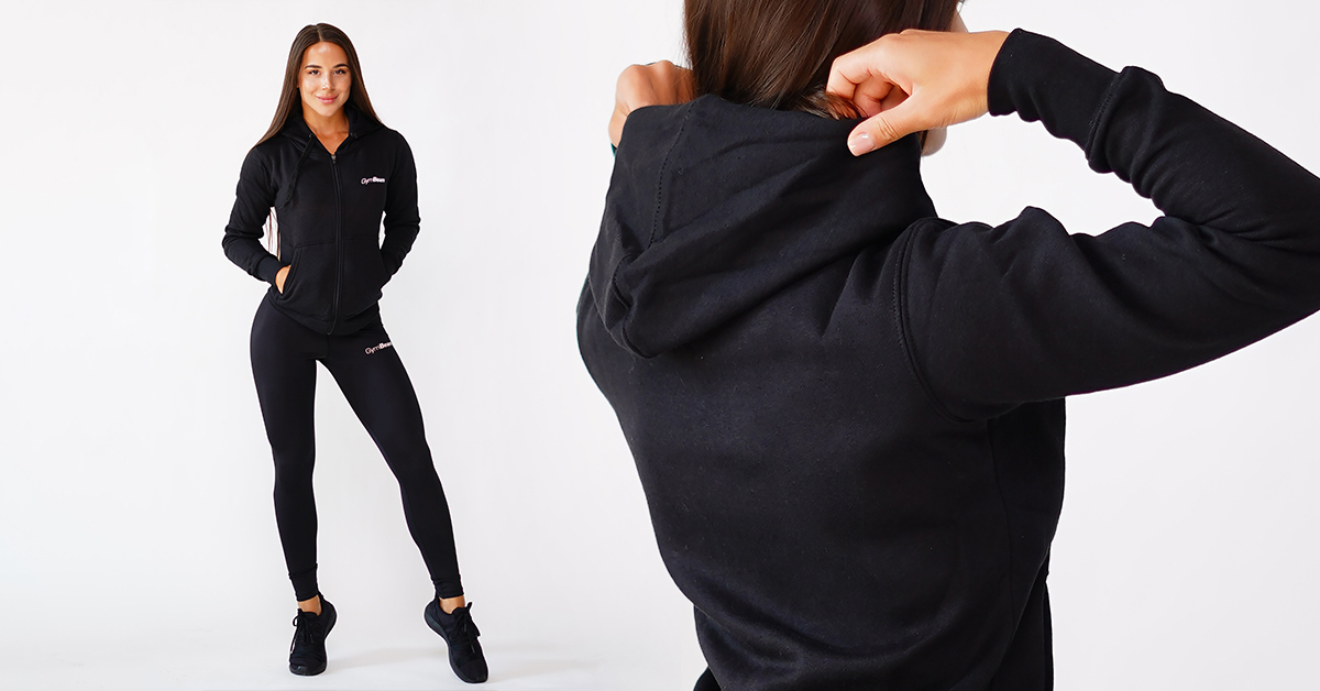 Dámská mikina Zipper Hoodie Black - GymBeam